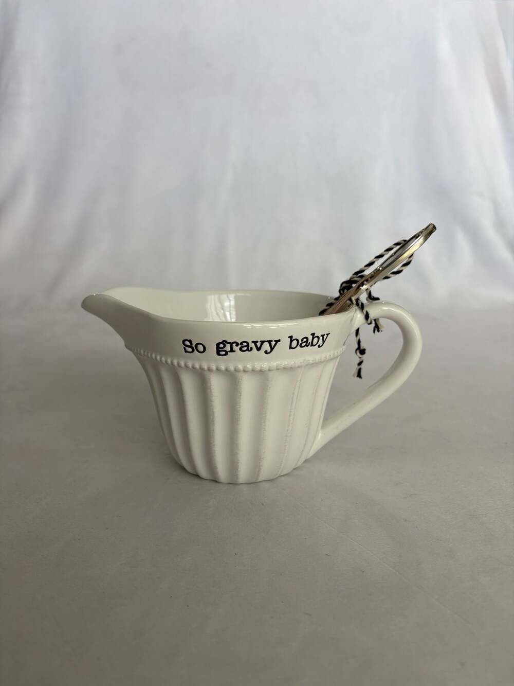 Mud Pie So Gravy Baby Ceramic Gravy Boat with Good Gravy Spoon